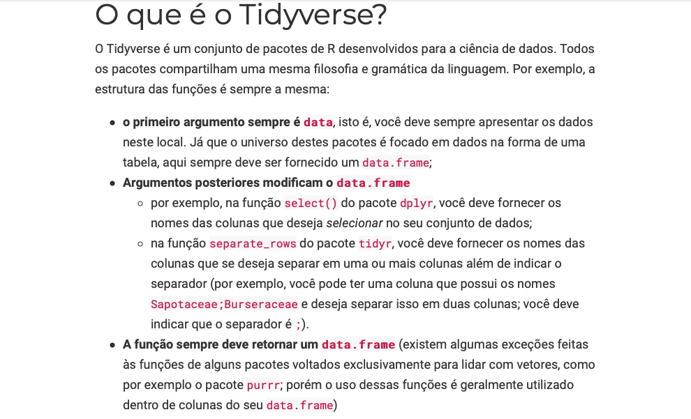 Introdução ao tidyverse.